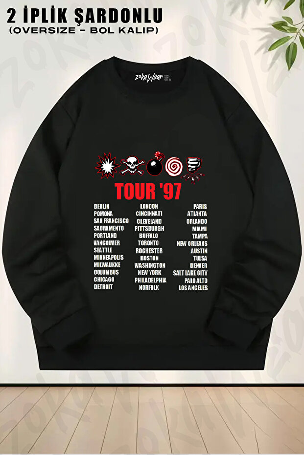 Tour 97 Rock Kmfdm Printed Crew Neck Sweatshirt