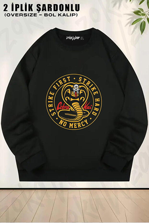 Cobra Kai No Mercy Strike First Strike Hard Printed Crew Neck Sweatshirt