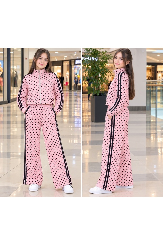 Girl's Polka Dot Cardigan and Oysho Fabric Pink Stylish Set