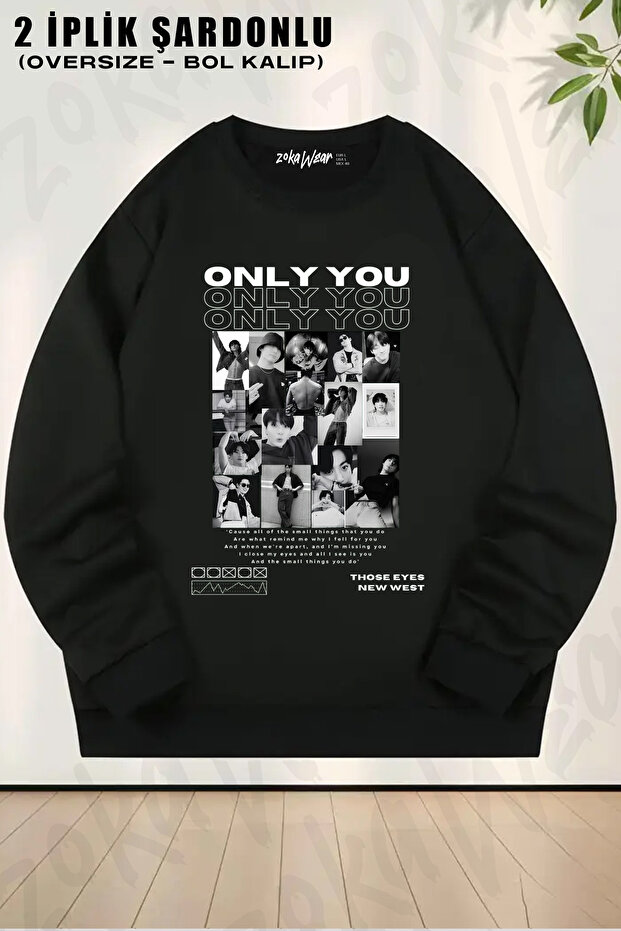 Jungkook Designed Printed Crew Neck Sweatshirt