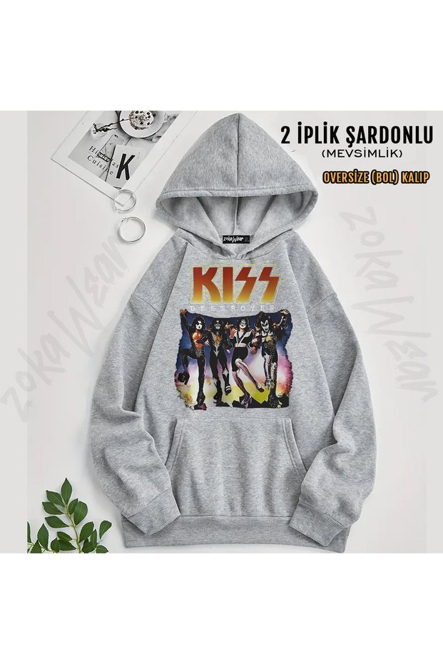 Kiss the Destroyer Rock Music Album Printed Hooded Sweatshirt