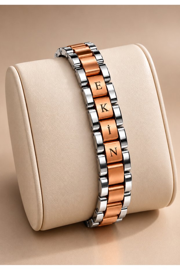 Men's Steel Bracelet - Name-Engravable Watch Band Model Men's Bracelet