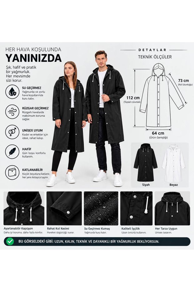Unisex Black Eva Fabric Water and Windproof Raincoat