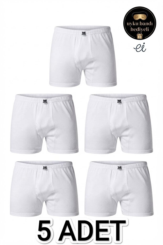 Men's 5-Pack 100% Cotton White Argentine Long Johns - Extra Comfortable Cut Men's Boxers - Custom Made Sleep Band Gift