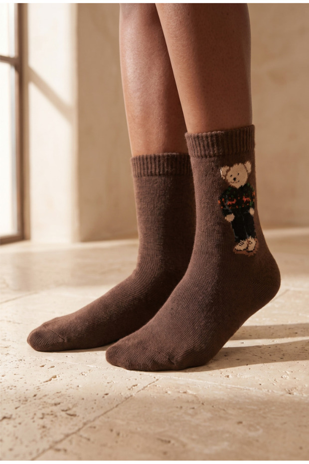 Women's Teddy Patterned Wool Socks