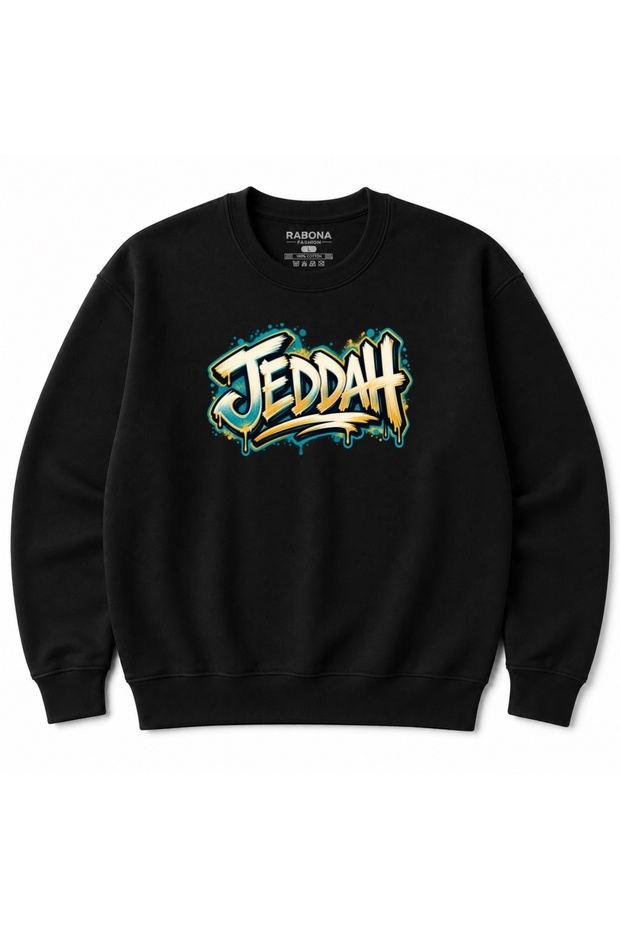 Jeddah Urban Graffiti Lettering Graphic Sweatshirt