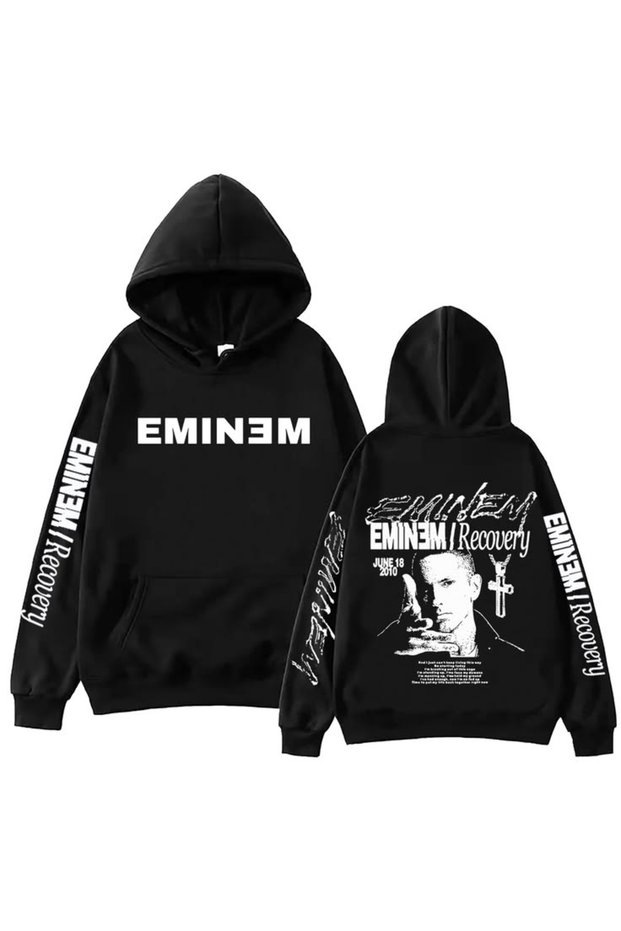 Eminem Printed Cotton 3 Thread Threaded Oversize Sweatshirt