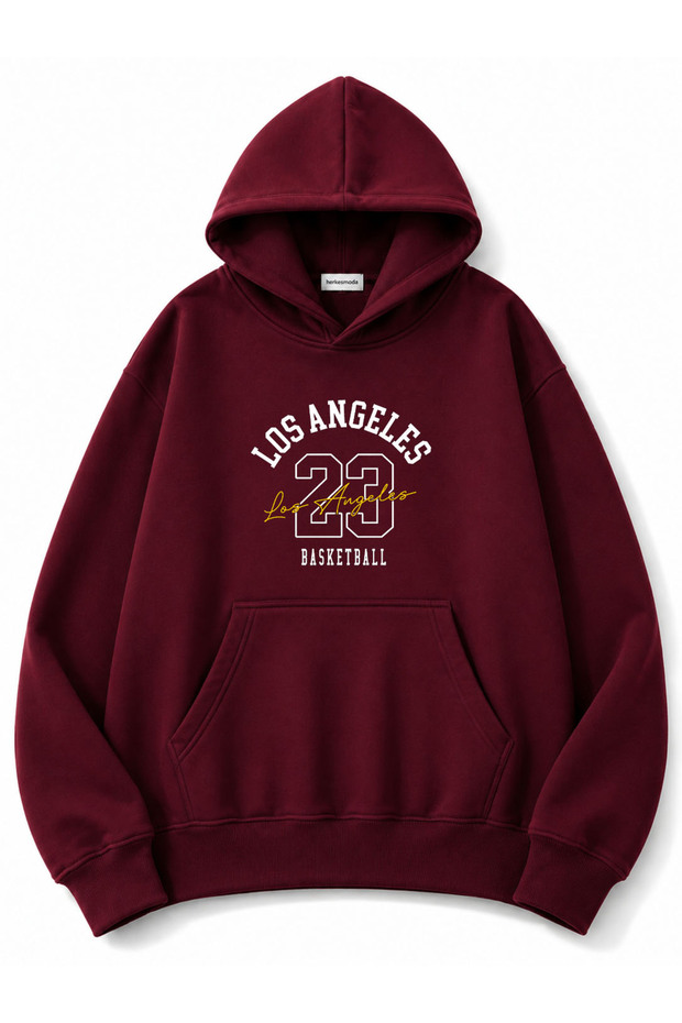 Los Angeles Printed Oversize Sweatshirt with Kangaroo Pocket