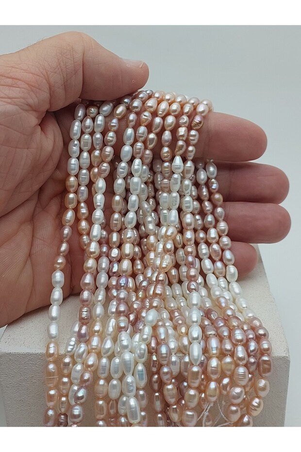 Pearl String Three Colors Barley Cut 4.5*6.5mm – Natural Texture Royal Series (63348)