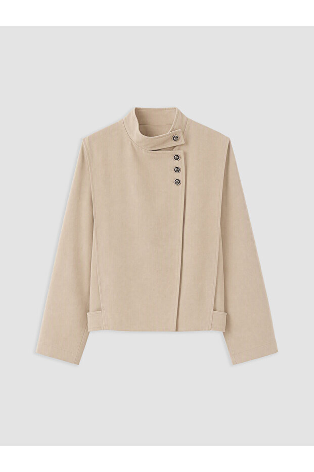 Alita City Lcw Modest Khaki High Collar Oversize Women's Raincoat with a Difference