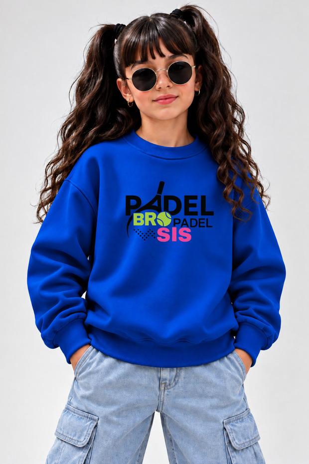 Crew Neck Sweatshirt for Girls, Printed 3-Yarn Threaded Winter Sweatshirt