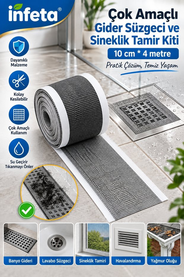 10 cm X 4 Meters Cuttable Drain Strainer and Fly Screen Repair Net