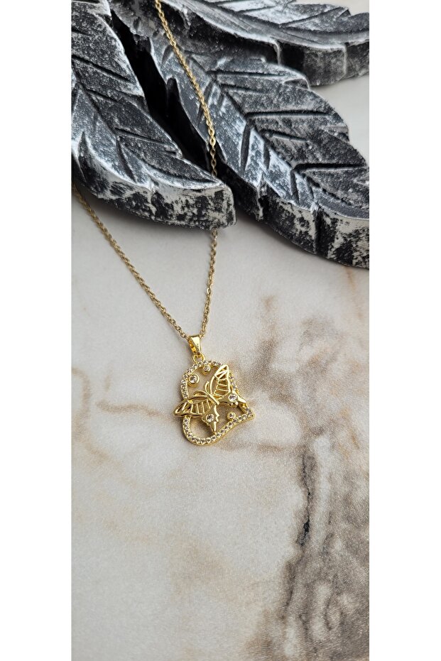 316L Stainless Steel Zircon Stone Butterfly Model Necklace