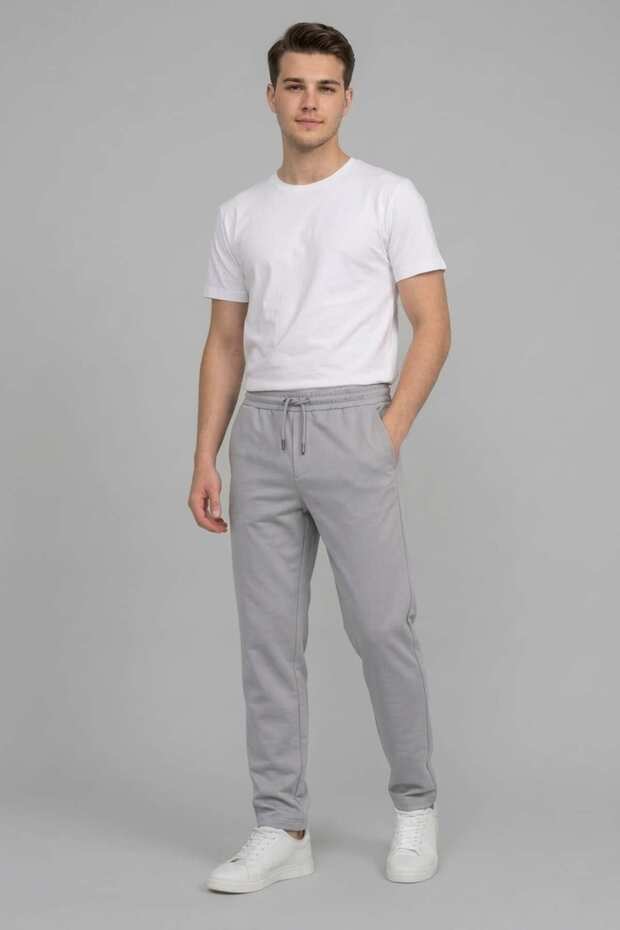 Men's Elastic Waist Lace-Up Jugger Pants - Relaxed Fit Pants with Pockets