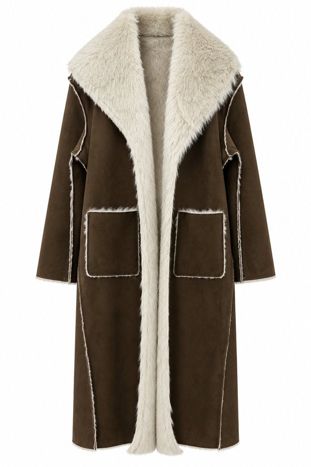 Brown Double-Sided Suede-Fur Coat