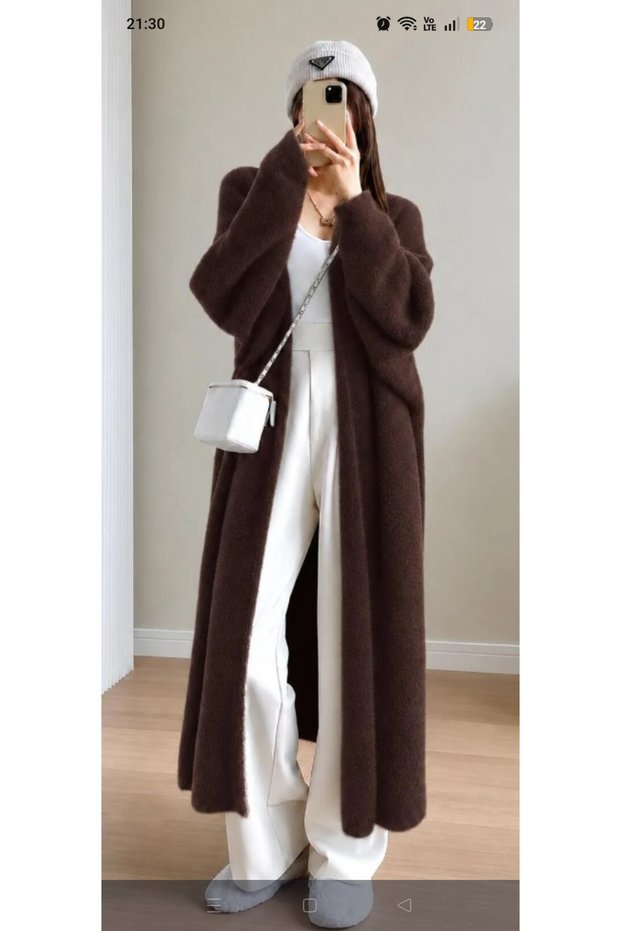 Women's Oversize Long Knitwear Cardigan Shawl Collar