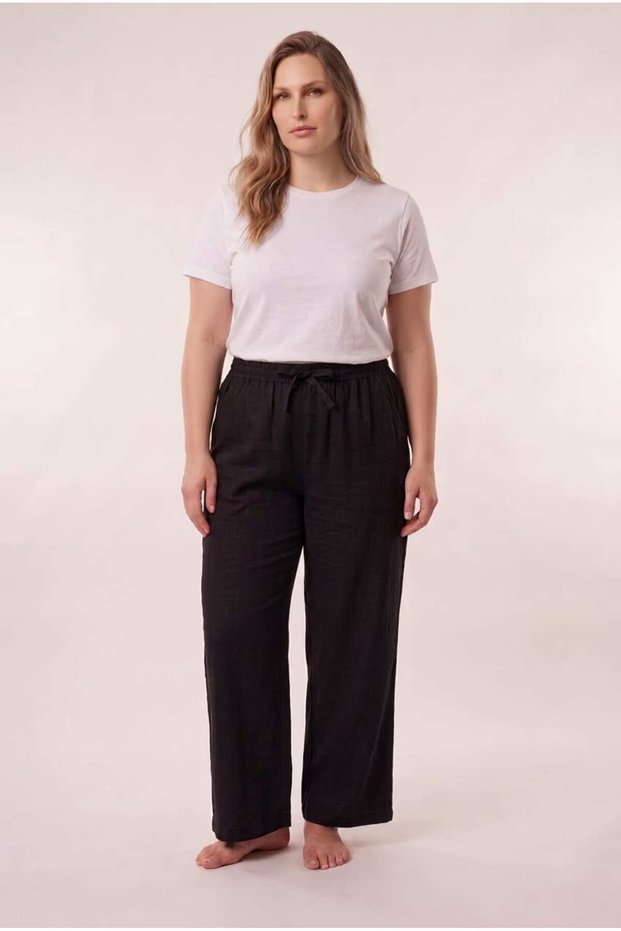 Women's Plus Size Elastic Waist Lace-Up Wide Leg Comfortable Cut Pajama Bottoms