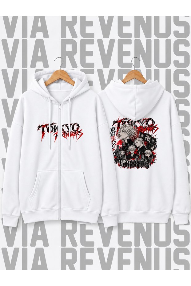 Tokyo Revengers Printed Unisex Zippered Hooded Sweatshirt Cardigan