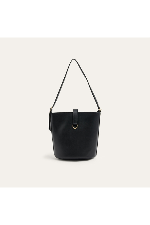 Women's Black Buckle Shoulder Bag