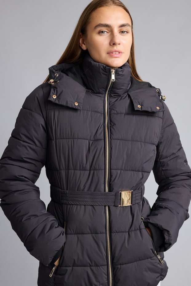 Fitted Hooded Buttoned Coat I2888Ax26Wn