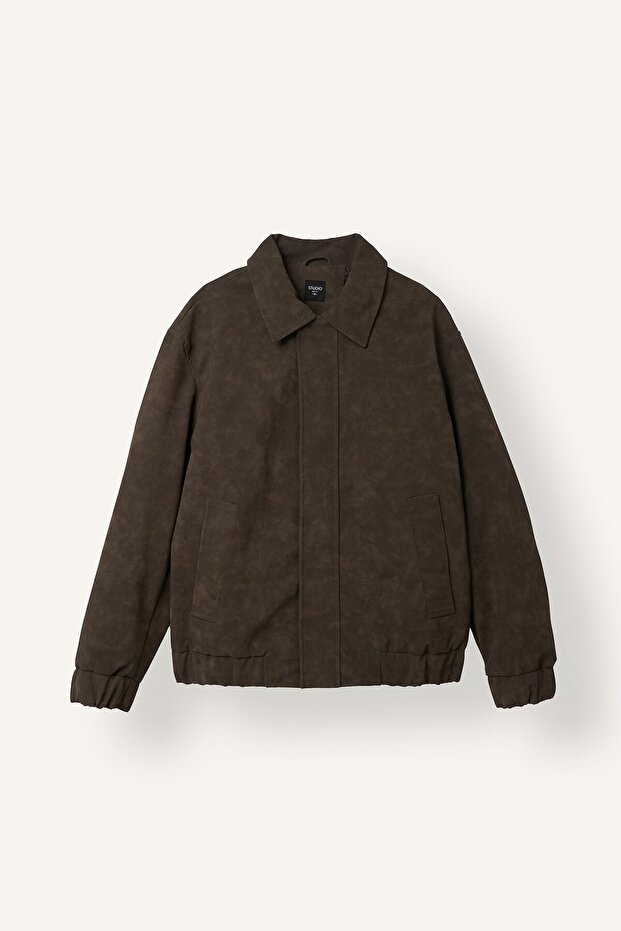 Relax Fitted Lined Zippered Suede Coat F7765Ax26Wn