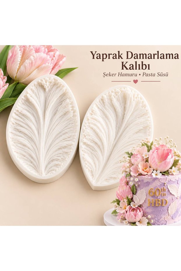 Silicone Leaf Vein Pattern Mold Sugar Paste Mold Tulip Leaf Cake Decoration Fondant Mold 6.5 cm X 4.5 cm
