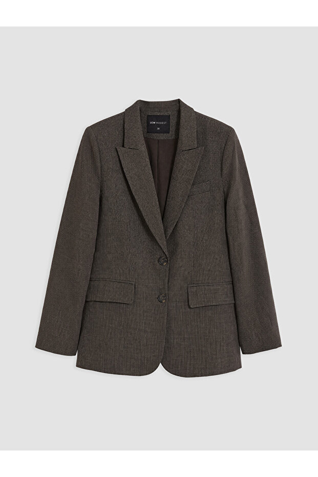 Alita City Lcw Modest Brown Polyviscon Plaid Loose & Baggy Women's Blazer Jacket with a Difference