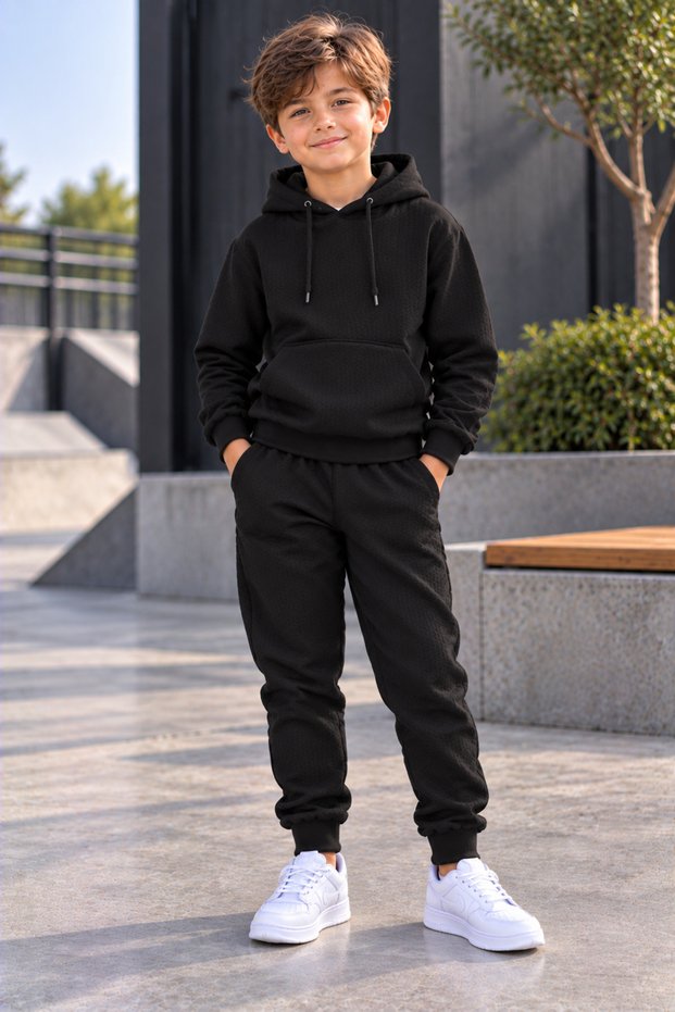 Boys' Hooded Rubberized Track Suit with Rubberized Legs