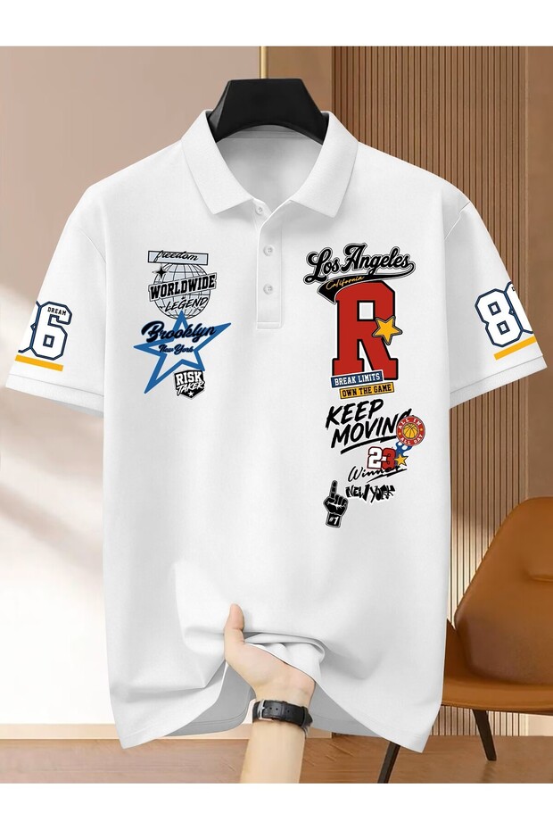 Risk Taker Printed Polo Collar Regular Fit Printed Men's T-Shirt