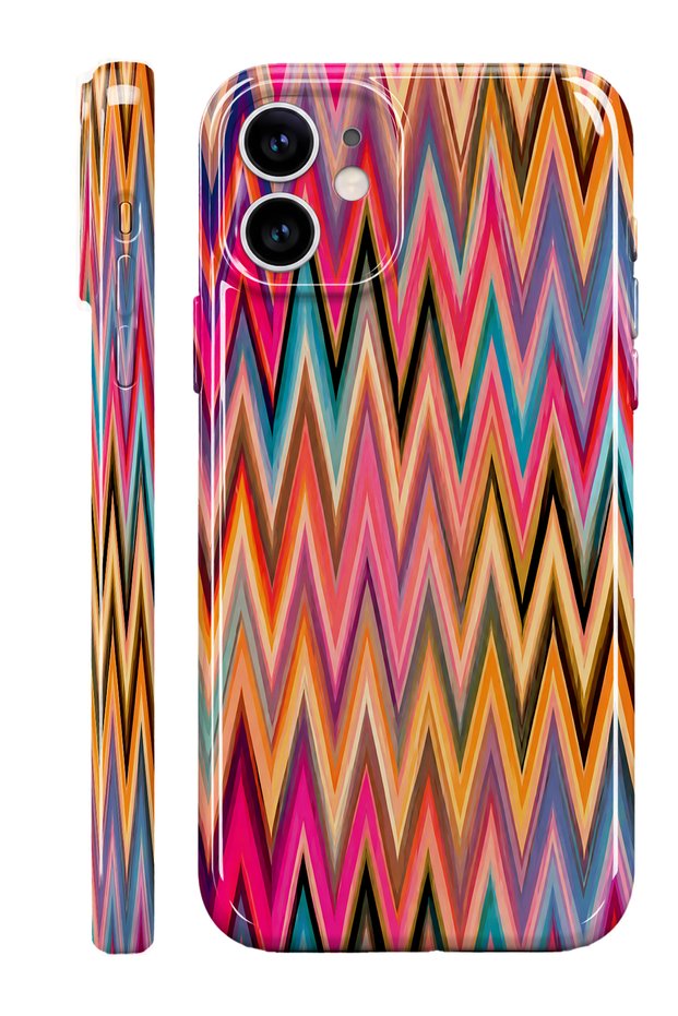 Iphone 12 rainbow zigzag protect slim glossy full cover printing phone case with camera protection