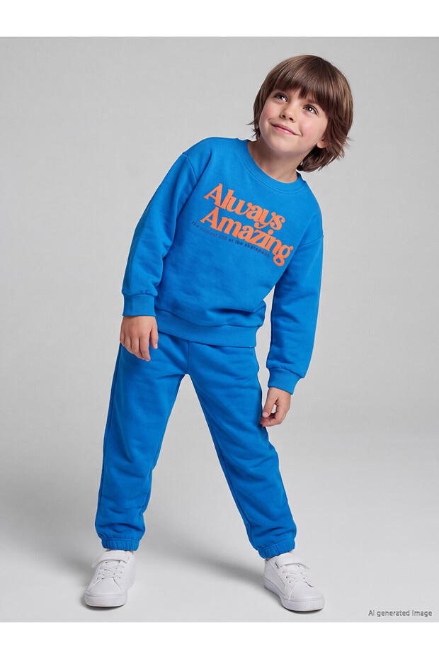 Özmarka New Season Blue Printed Boys' Suit