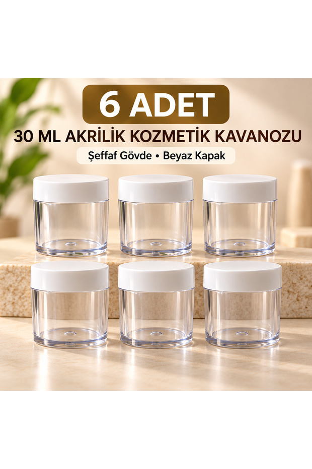 30 ml Acrylic Mica Cosmetic Cream Jar Transparent Empty Cream Container 6 Pieces