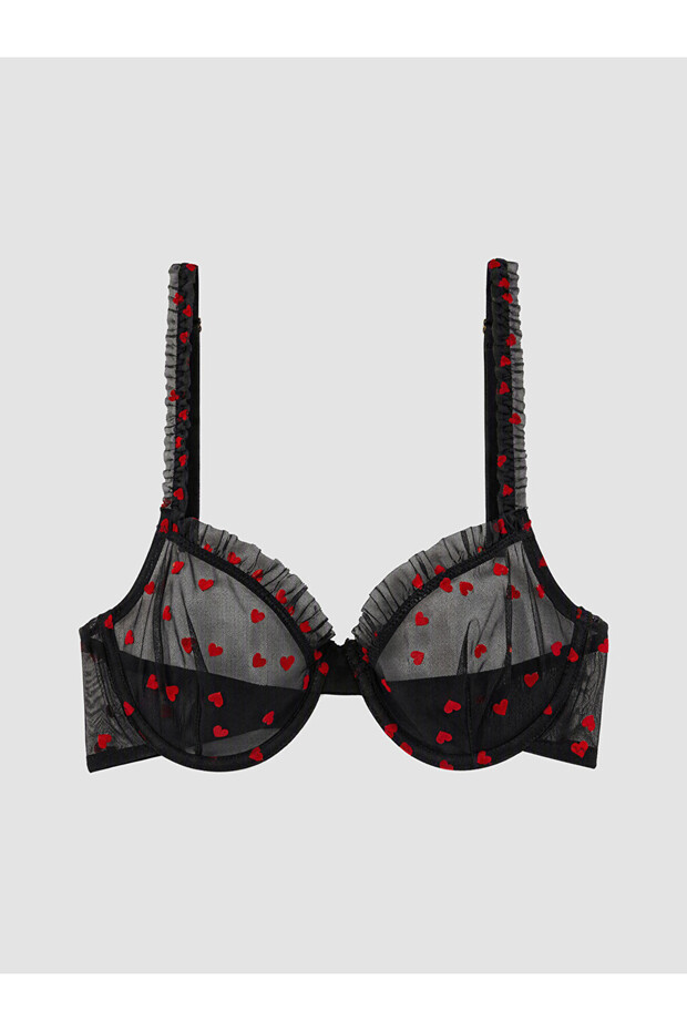 Esvab • Modern & Distinctive Underwire Unpadded Heart Embroidered T-Shirt Bra