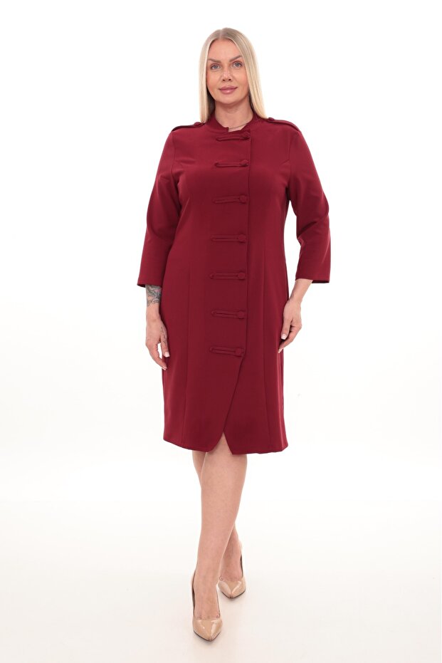 Mira Long Sleeve Button Detailed Plus Size Dress