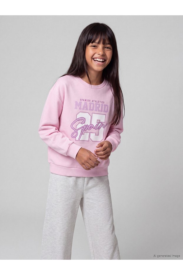 Pink Printed Girl's Sweatshirt
