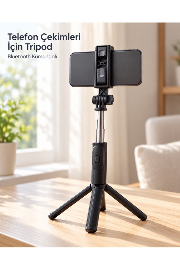 Black Selfie Stick with Bluetooth Control for Travel and Daily Use