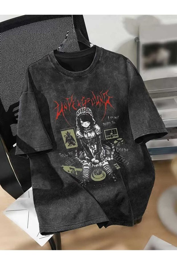 Gothic Grunge Printed Unisex Washable Vintage Oversize T-Shirt