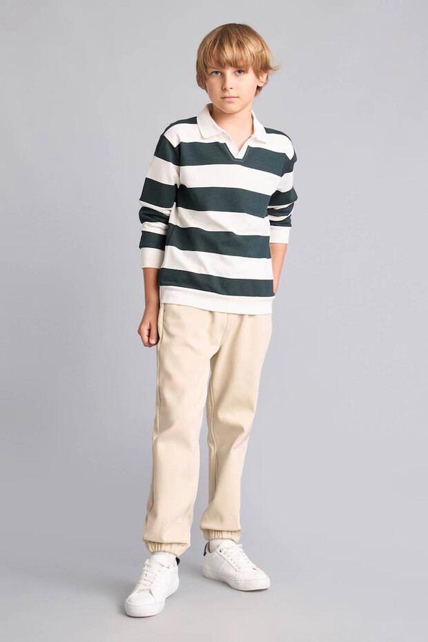 Standard Leg Plush Lining Jogger Beige Boys' Trousers F1976A8/Bg31