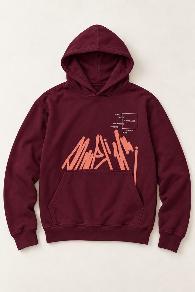 Boys/Teenagers Street Fashion Printed Hooded Three-Thread Diagonal Sweatshirt