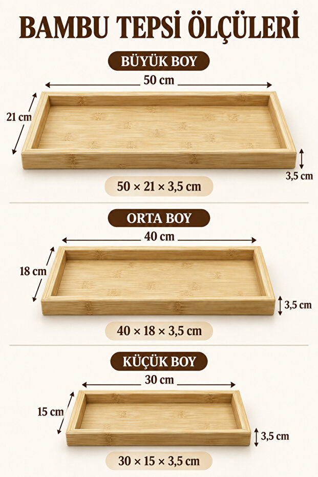 Bambella 3-Piece Bamboo Rectangular Presentation and Serving Tray Set – Breakfast, Tea, and Coffee Serving Tray