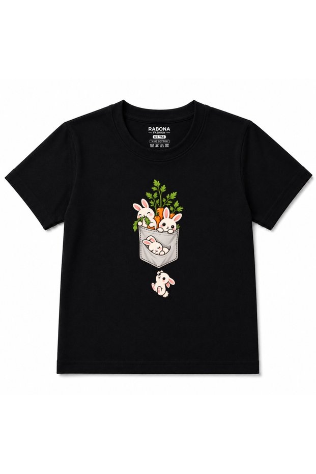Cute Bunnies in Pocket with Carrots Graphic Kids T-Shirt