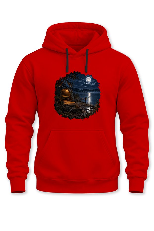 Night Fishing Printed Hooded Sweatshirt Unisex Outdoor Fisherman Hoodie