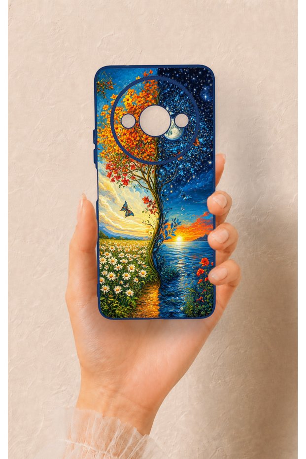Redmi A3 Compatible Silicone Case with Sky and Earth Pattern