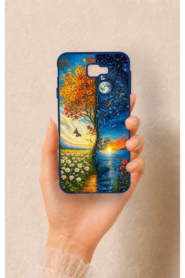 Samsung J7 Prime Compatible Sky and Earth Patterned Silicone Case