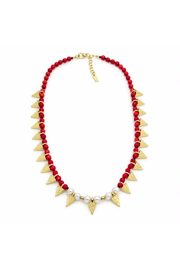 Pearl and Red Bead Necklace
