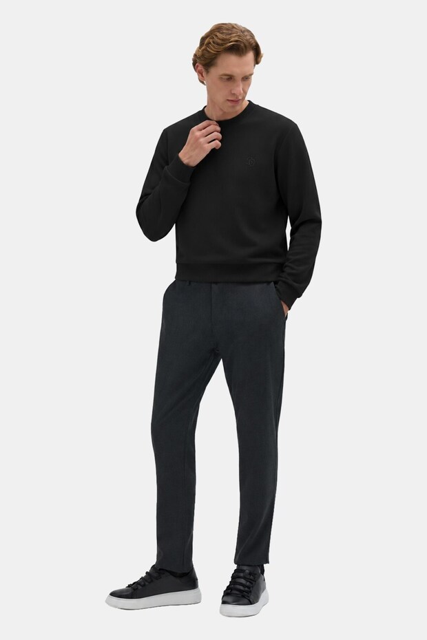 Siyah Basic Erkek Sweatshirt