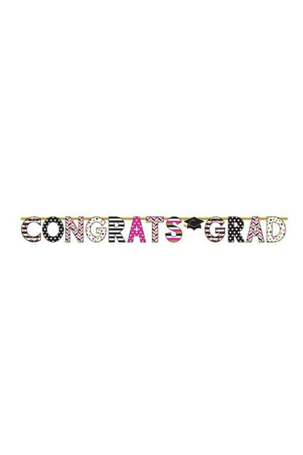 Gold Confetti Grad Giant Letter Banner Decoration and Graduation Party Supplies