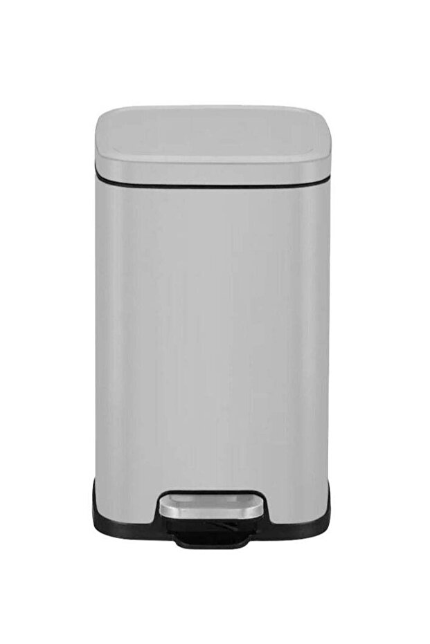 Stella Color Coated Steel Step Bin with Slow Close Lid | Trash Can with Lid | 6 Liter, Silver