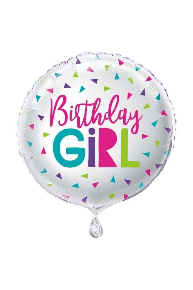 Confetti Round Birthday Girl Foil Balloon 18"