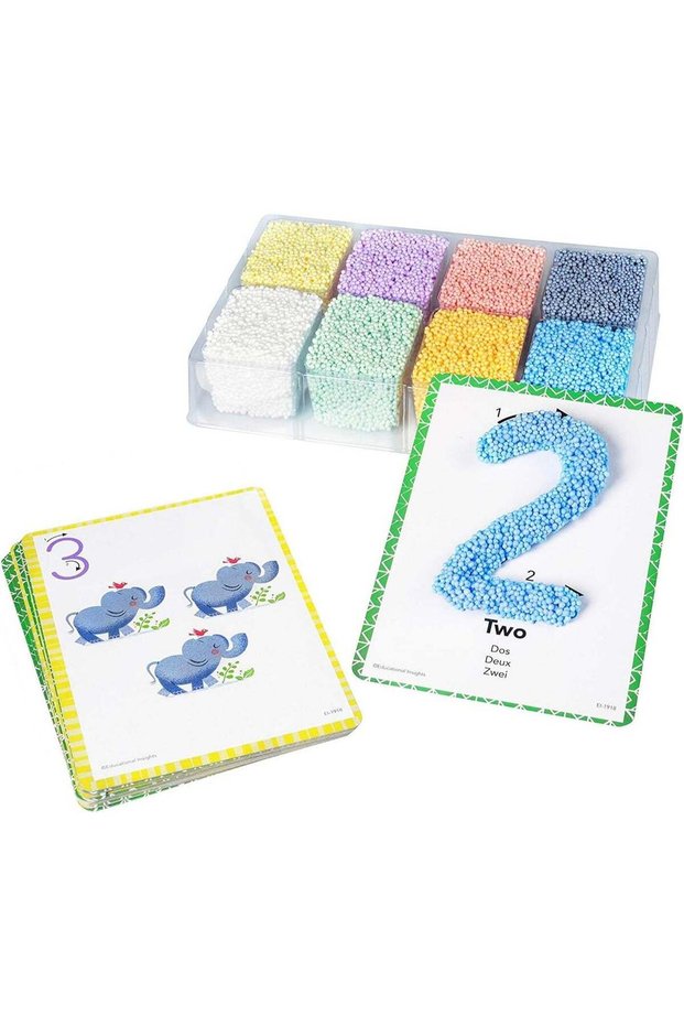 Playfoam Shape & Learn Numbers Sensory Learning Set with 8 Playfoam Bricks and 13 Cards EI-1918